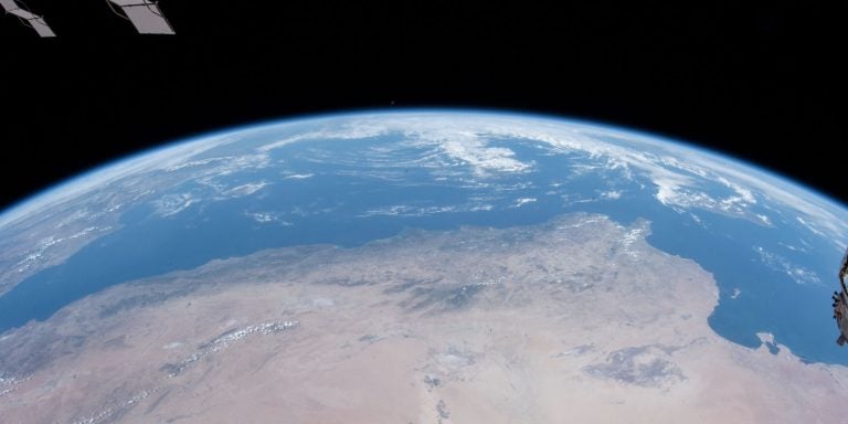 ss057e000244 (Oct. 6, 2018) --- A image captured from a time-lapse imagery sequence shows north Africa and the Mediterranean Sea as the International Space Station orbited 254 miles above the African continent. Japan's Kounotori H-II Transfer Vehicle-7 (HTV-7) is pictured at left attached to the Harmony module. Portions of the station's solar arrays and radiators are pictured at left. Source: nasa.gov