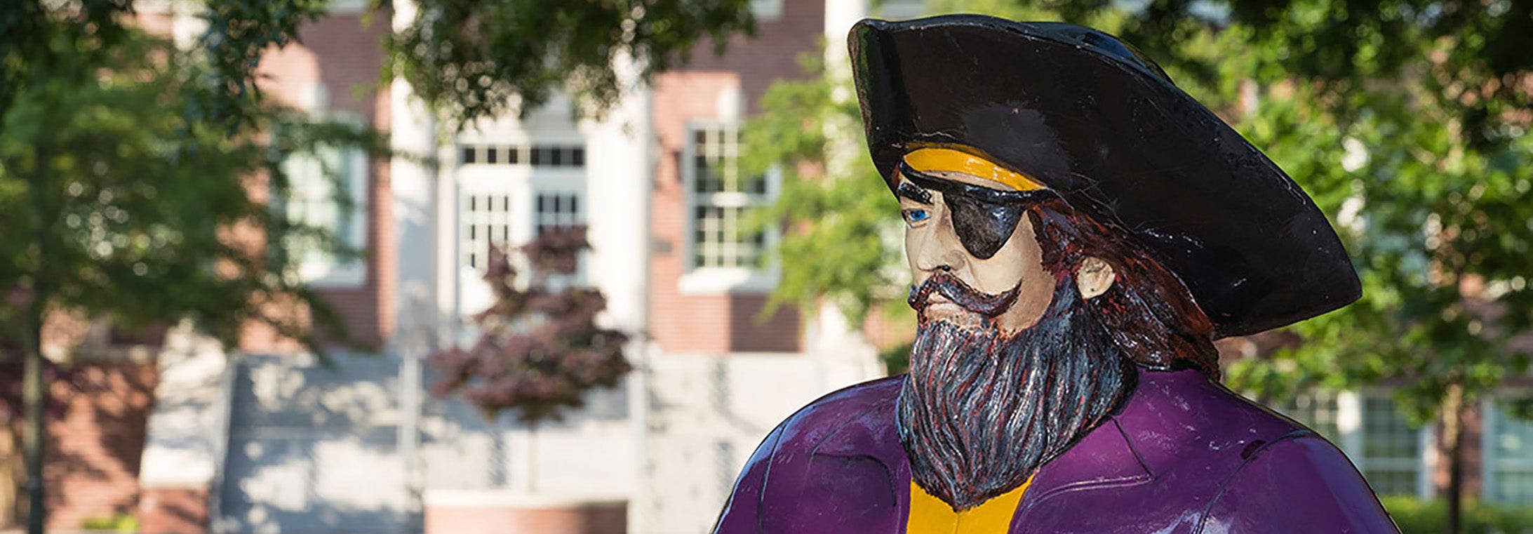 Statue of Pee Dee the Pirate on campus
