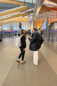 Syd and Caroline in the airport